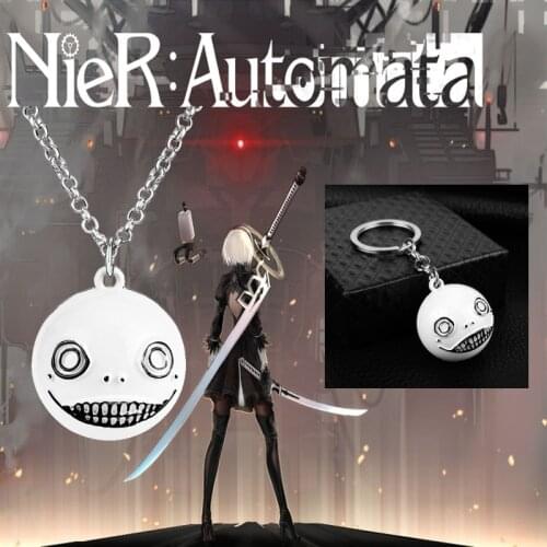 NieR Automata Anime Jewelry Necklace 3D Ball Robot 2B Emil No2 Pendants Necklaces Creative Accessories Chain choker