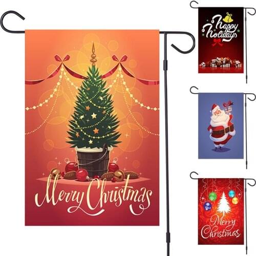 Santa Claus Pattern Hanging Ornament Xmas Holiday Garden Pendant Flag Banner