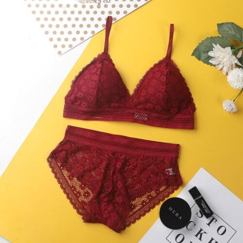 Beauty Back Sexy Womens Underwear Set Transparent Lace Bra Push-up Fashion Soft Bra Female Brassiere Embroidery Lingerie Set