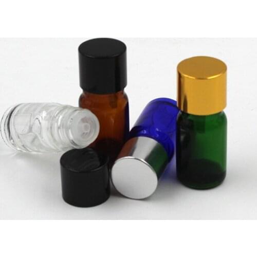 40pcs/lot 5ml Empty Travel Mini Portable Refillable Perfume Parfum Bottles Essential Oil Glass Bottle with Screw Cap & Flat Plug