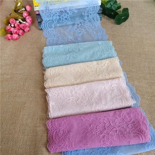Width 21cm Wide Stretch Skin Color Nylon Lace Trim For DIY Clothing Accessories E1267