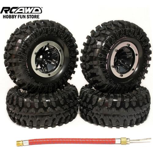 RCAWD 4 PCS SCX10 AX10 Inflatable 2.2 Inch Pneumatic Beadlock Tire Wheel 4pcs For 1/10 RC Crawler Truck Wraith SCX10 AX10