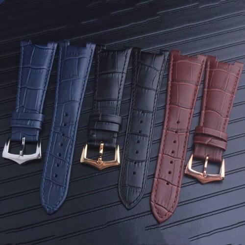 25X14mm Black Brown Blue Genuine Leather Watch Strap Band Brown Black Fits For Patek Philippe Nautilus