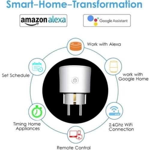 16A Smart Wifi Power EU Plug Smart Home Wifi Wireless Socket Outlet Voice Control Work With ALEXA Google Home