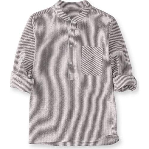 Striped Men Shirts Summer Plus Size XXXXXL Vintage Long Sleeve Men Dress Shirts Stripe Pattern Business Outfit Shirt Mens A490