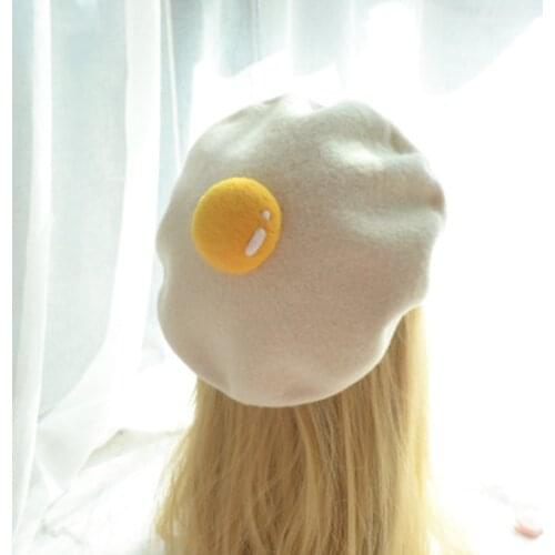 A poached egg girl manual wool felt lovely Japanese egg yolk beret The painter hat present getting new autumn and winter BLM60