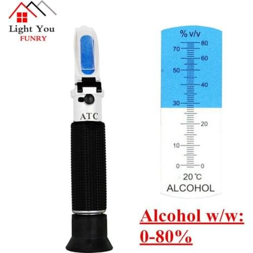 Handheld alcohol tester refractometer (0-80%) oenometer monitor detector of liquor meter with ATC