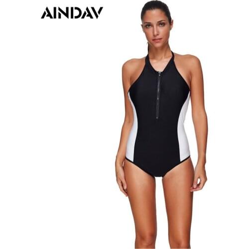 AINDAV Women Swimwear One Piece Swimsuit Sexy Monokini Patchwork Bathing Suit Plus Size Sport Suit Summer Beach Wear