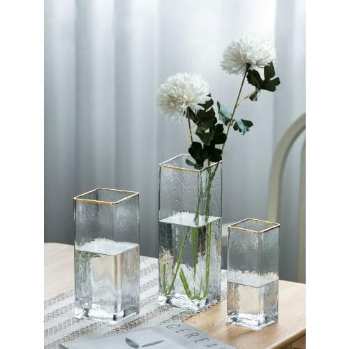 Light Luxury Gold Edge Glass Vase Home Table Decoration Ornament Vase Decoration Home