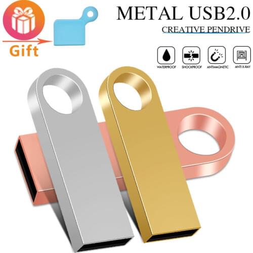 Metal memoria usb flash drive 32GB pendrive 128GB 64GB waterproof pen drive 16GB 8GB flash usb 2.0 cle usb stick key Custom logo