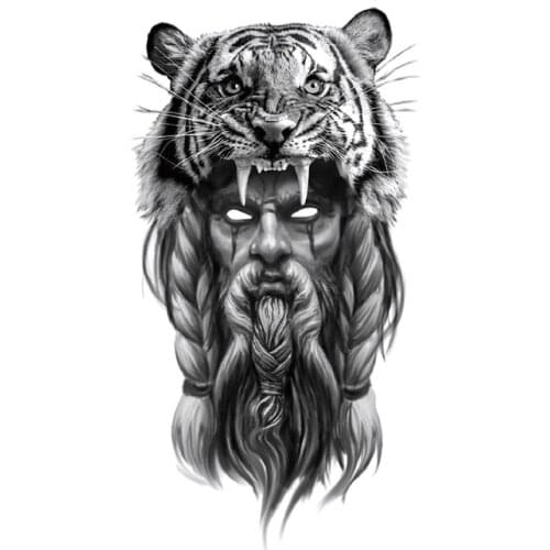 Zeus White Eyes Waterproof Temporary Tattoo Sticker Black Tiger Design Fake Tattoos Flash Tatoos Arm Hand Body Art for Women Men
