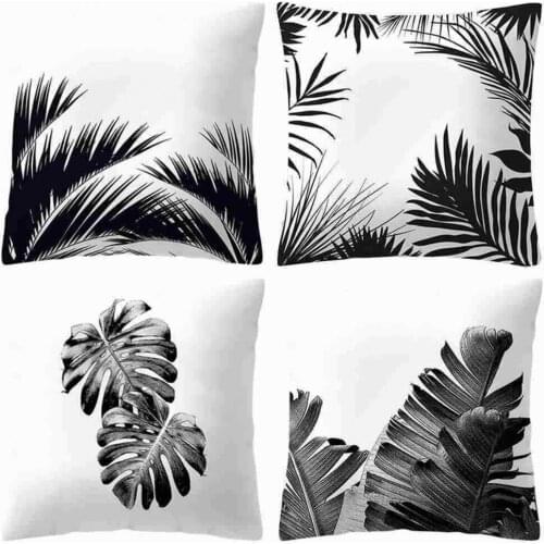 Breathable Pillowcase Shrink Resistant Polyester Tropical Plant Printed Pattern Throw Pillow Cover Home Sofa Decor