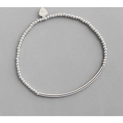 YPAY 100% Authentic 925 Sterling Silver 2mm Round Beads Pipe Elastic Bracelets Jewelry Pulseras Mujer Drop Shipping YMB094