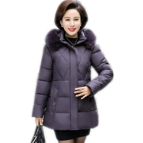 Plus Size 4XL Women Winter Jacket 2018 Mid-Age Women Down Cotton Jacket Medium-Long Winter Jackets Thicken Wadded Jacket Q1157