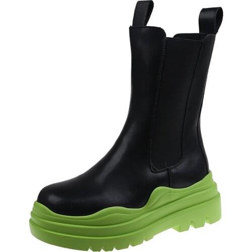 Women Boots Genuine Leather Chelsea Boots Non-Slip Female Boots The New Vogue Black White