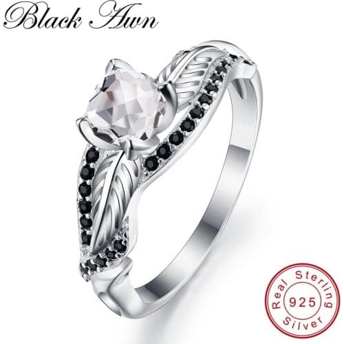 [BLACK AWN] Neo-Gothic 2.8g 925 Sterling Silver Jewelry Trendy Wedding Rings for Women Engagement Ring Femme Bijoux Bague C161