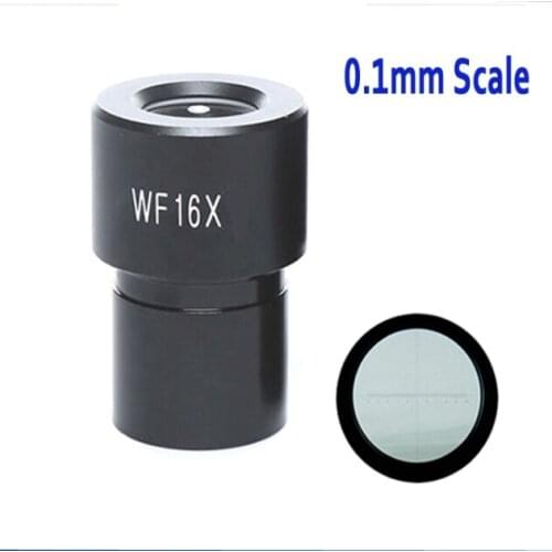 1pc WF16X/13mm Wide Angle Biological Microscope Eyepiece Lens with Graduated Scale Retical Ruler 0.1mm and Mounting Size 23.2mm