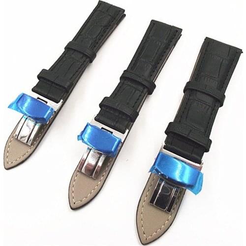 10PCS / lot 18MM 20MM 22MM genuine leather Watch band Bamboo grain watch strap waterproof leather black color