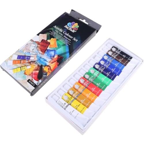 12 Colors 12ML Tube Acrylic Paint set Art Painting Drawing Tools For Kids DIY U4LD