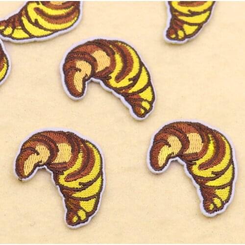 Creative Food Croissant Embroidered Iron On Patches for Kids Bread Dessert Clothes Badges Accessories Appliques