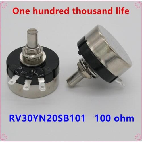 2pcs RV30YN20S B101 3W , 100 ohm Adjustable Resistance of Single Ring Carbon Film Potentiometer