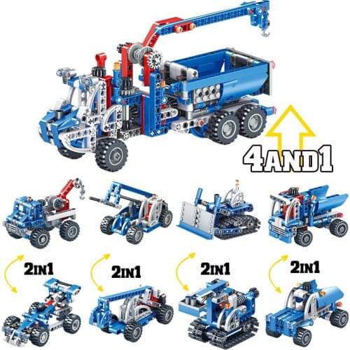 2 In 1/4 And 1 Science Technic Educational Building Blocks Toys For Kids 6Years Engineering Lifting Forklift Crane Truck Models