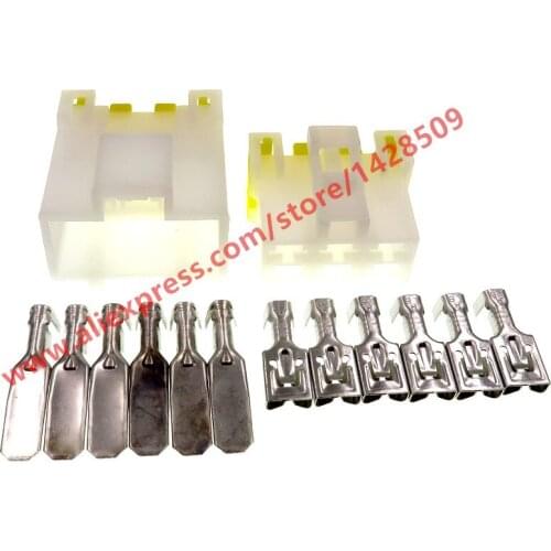 20 Sets 6 Pin Female Male 6.3mm Auto Socket Electrical Wiring Cable Connector 7122-6060 7123-6060