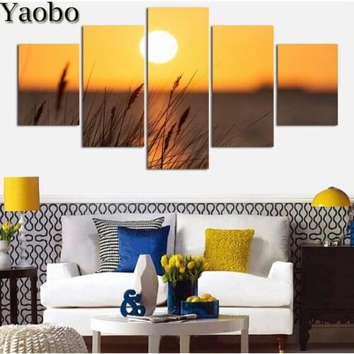 5 Piece Sunset Scenery Diy Diamond Painting Cross Stitch Kits Diamond Embroidery icons 5D Diamond Mosaic Hobbies and crafts