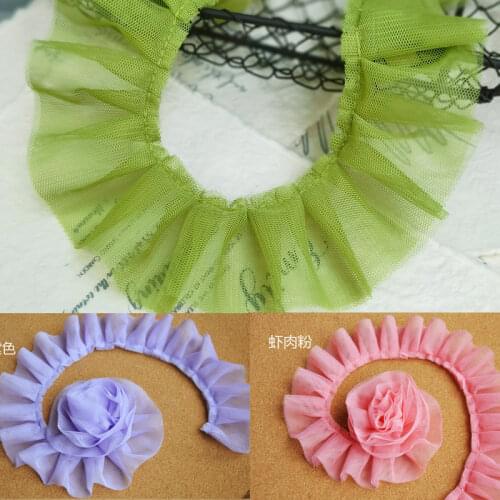 20Yards 5cm Mesh Fold Lace Ribbon Clothing Needlework Sewing Accessories Skirt Ruffle Decoration Dress Material 556