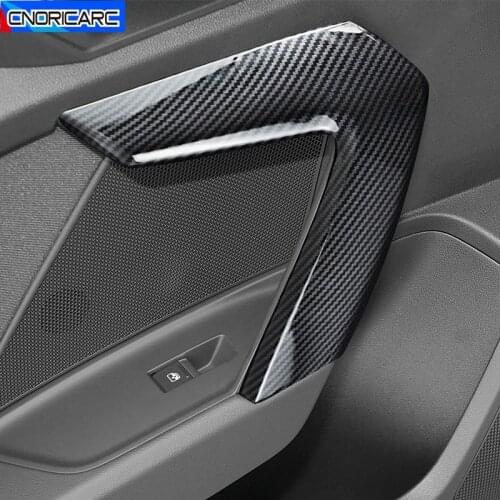 Car Accessories Inner Door Armrest Frame Decoraiton Sticker Cover For Audi A3 8Y 2021 Carbon Fiber Color Auto Doorknob Decals