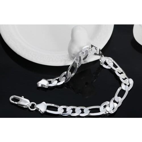 925 Sterling Silver 18K Gold 8MM Sideways Bracelet For Women Men Party Gifts Wedding Fashion Jewelry