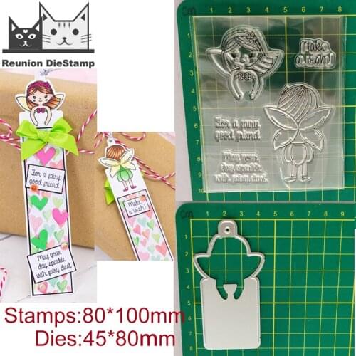 Flower Fairy Front and Back Tag Metal Cutting Dies and Stamps Stencil for DIY Scrapbooking Photo Album Embossing Decor Craft Die