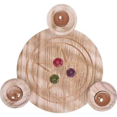 Wooden Candle Holder Astrology Pentacle Altar Plate Divination Magic Candlestick Table Energy Ornaments Tarot O20 20 Dropship
