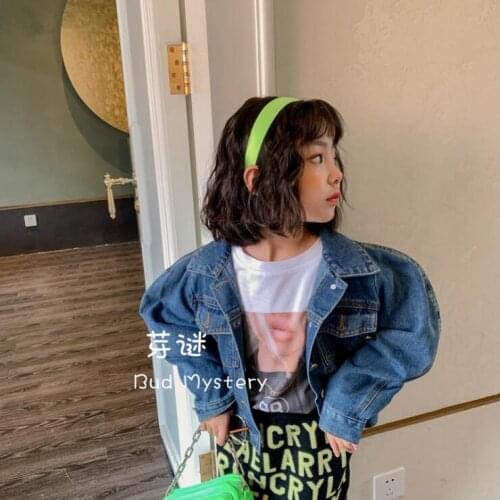 2020 Korean style girls denim coat puff sleeve autumn girls coat 3-9t F585
