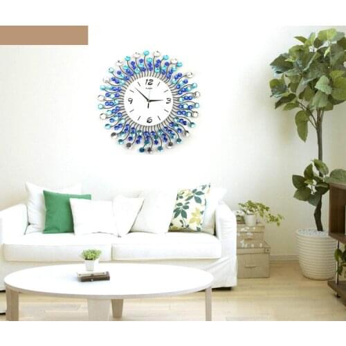 European atmosphere fortunes fashion creative Modern Large Fashion Creative 3D Electronic Wall Clock Iron Art Diamante 50*50CM