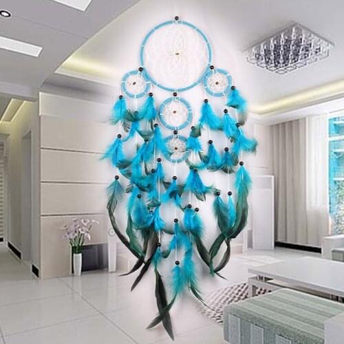Handmade Indian Dream Net Feather Wall Hanging With Rattan Bead Feathers Wall Car Decoration Ornament Dreamcatcher Wind Chimes