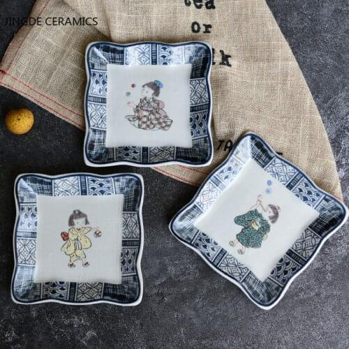 Japanese-style Ceramic Square Plates Underglaze Restaurant Serving Tray Dinner Serving Dish Plate Kitchen Tableware Home Decor