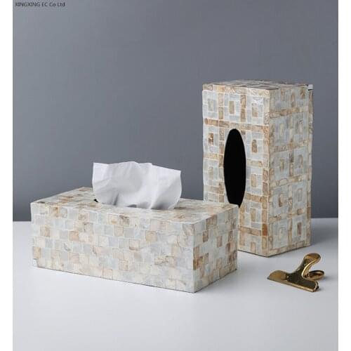Light Luxury Shell Decorative Paper Towel Box Living Room Storage Creative Paper Box Home Desktop Storage Bathroom Decoration