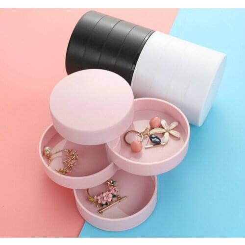 Creative 360 degree Rotating Jewelry Storage Box Nordic Simple Desktop Rotating Multilayer Jewelry Jewelry Dust Box Storage Box
