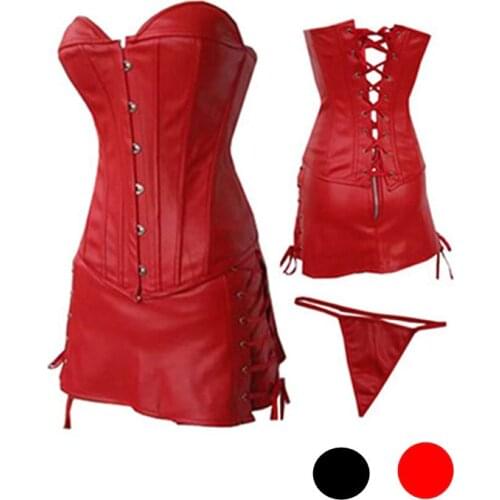 Strapless Bustier Latex Waist Corsets Dress Overbust Shapewear Gothic Steampunk Corselet Cincher Leather Plus Size
