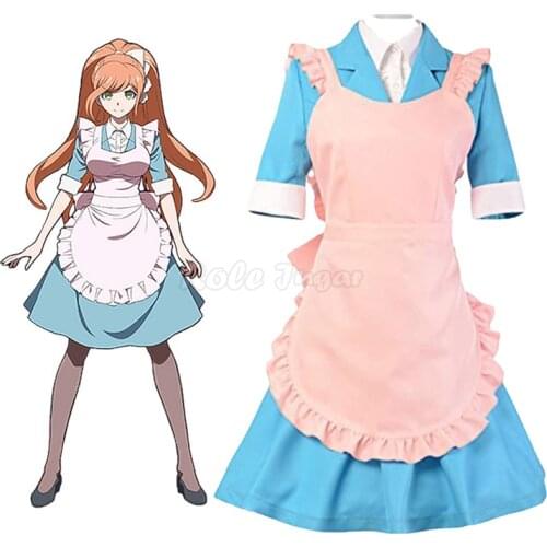 Anime Danganronpa Yukizome Chisa Maid Cosplay Costume Women Girls Shirt / Coat / Apron /Skirt Sets Halloween Costumes C125M219