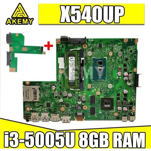 Akemy laptop Motherboard X540UP X540U A540U R504U Mainboard W/ i3-5005U 8GB RAM DDR3 GT920M GPU Free HDD board