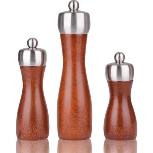 Mokithand Pepper Mills Beech Wooden Food Safe Carbon Steel Grinder 5' 6' 8' Salt and Pepper Grinder Hand Movement Kitchen Tools