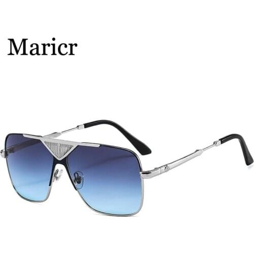 Maricr Fashion Protable Big Square Metal Men Sunglasses Women Vintage Quality Gradient Tinted Sun glasses Ladies Brand