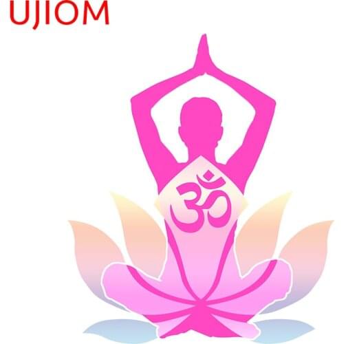 UJIOM Wall Stickersoh OM Namaste Yoga Pose Lotus Flower Decoration Sticker Accessories Wallpaper Room Home Decor Art Decals