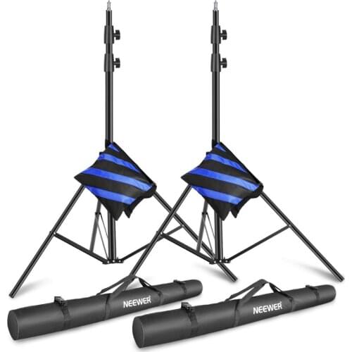 Neewer Light Stands 10 Feet/3 Meters Pro Heavy Duty Spring Cushioned All Metal Locking Collars/Set of 2 (Black Finish)