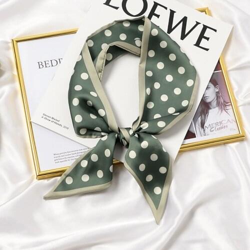 2021 New Long Skinny Silk Neck Scarf Collar Tie Women Foulard Bag Ribbon Scarves Cute Dots Print Elegant Hairband Head Kerchief