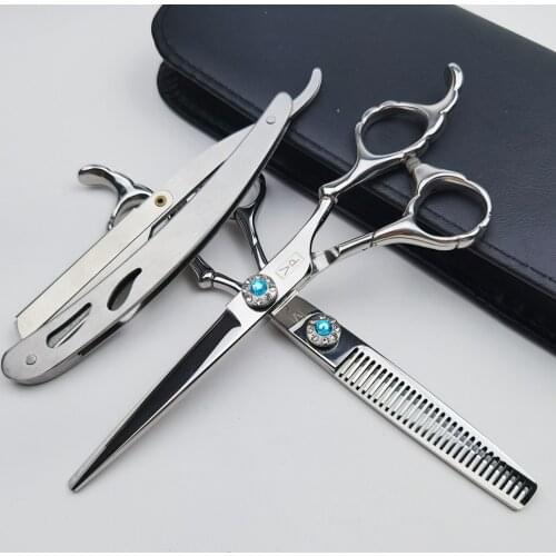6.0 inch 17cm Professional hairdressing scissors Straight Shears Cutting and thinning tools Barber shop thinning scissors