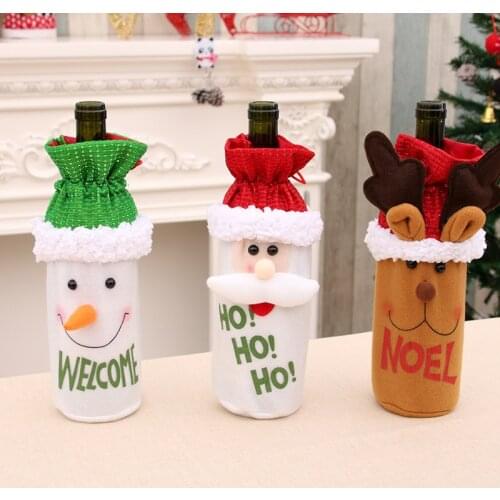 Christmas cartooThe bottle decoration bottle shutter Hat clothes Reindeer Santa Claus bottle sleeve Christmas bottle decoration