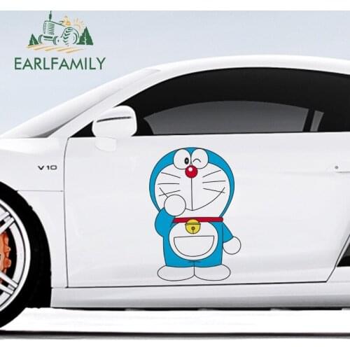 EARLFAMILY 43cm x 29.1cm For Doraemon Sunscreen Car Stickers Windows Fine Decal Windshield Air Conditioner For JDM SUV RV